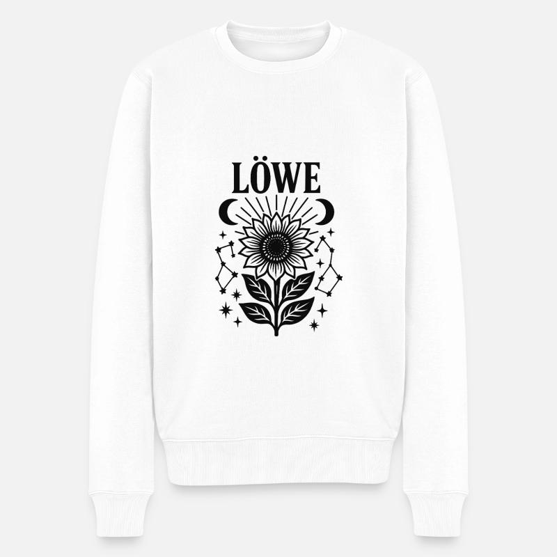 Löwe Sonnenblume Sternzeichen - Männer Premium Bio Pullover - Weiß