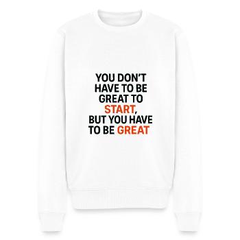 Start first, then grow up - Men's Premium Organic Jumper - white - Front - Thijin (182cm)