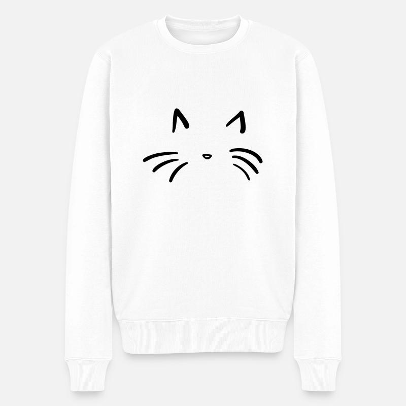 Katze - Männer Premium Bio Pullover - Weiß