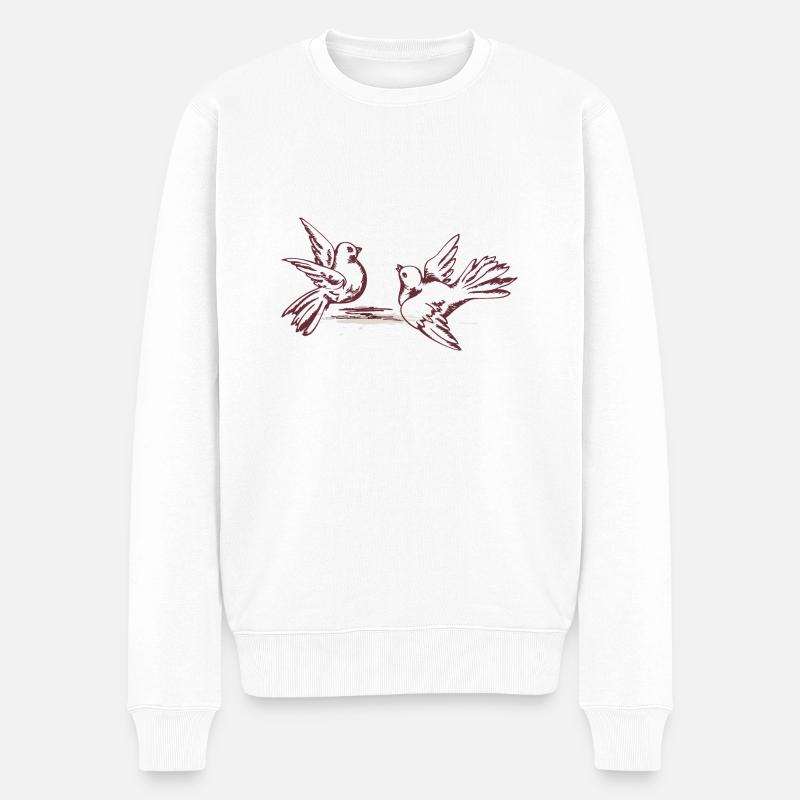Vögel - Männer Premium Bio Pullover - Weiß