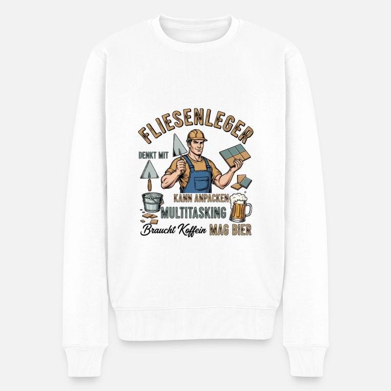 Der Fliesenleger - Männer Premium Bio Pullover - Weiß