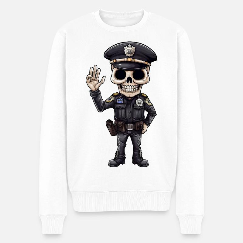 Policier squelette - Pull Premium bio Homme - blanc