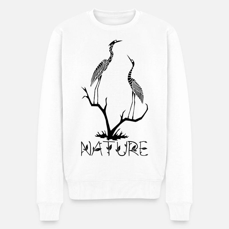 Les oiseaux noirs - Pull Premium bio Homme - blanc