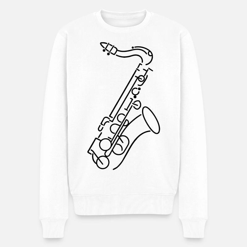 Saxophon Zeichnung - Männer Premium Bio Pullover - Weiß