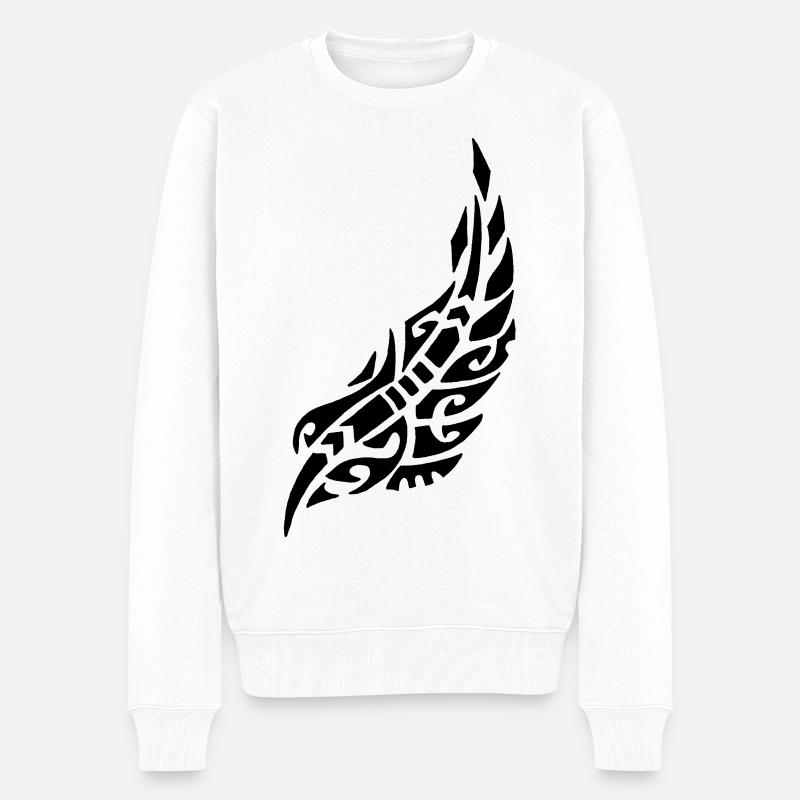 Schwarze Feder des Vogels - Männer Premium Bio Pullover - Weiß