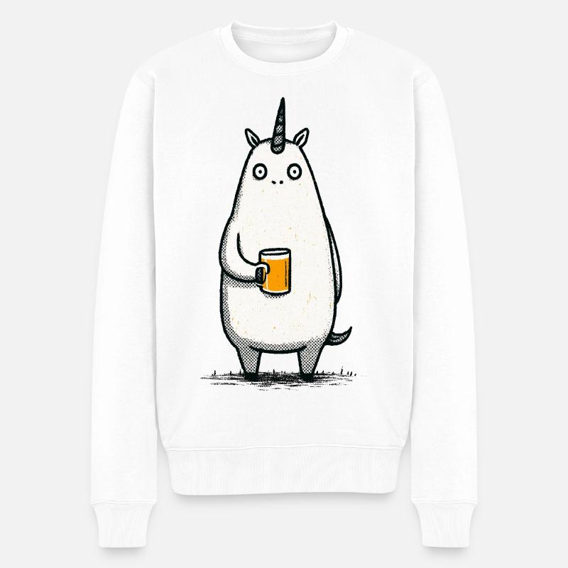 Biertrunk Unicorn - Männer Premium Bio Pullover - Weiß