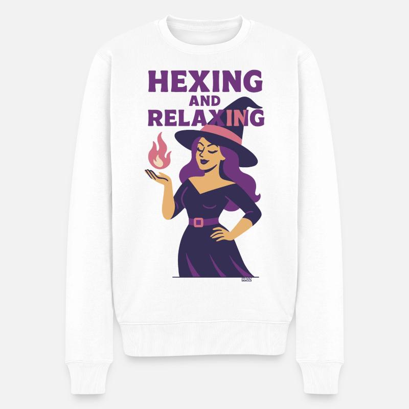 Hexe verhexen und entspannen - Männer Premium Bio Pullover - Weiß