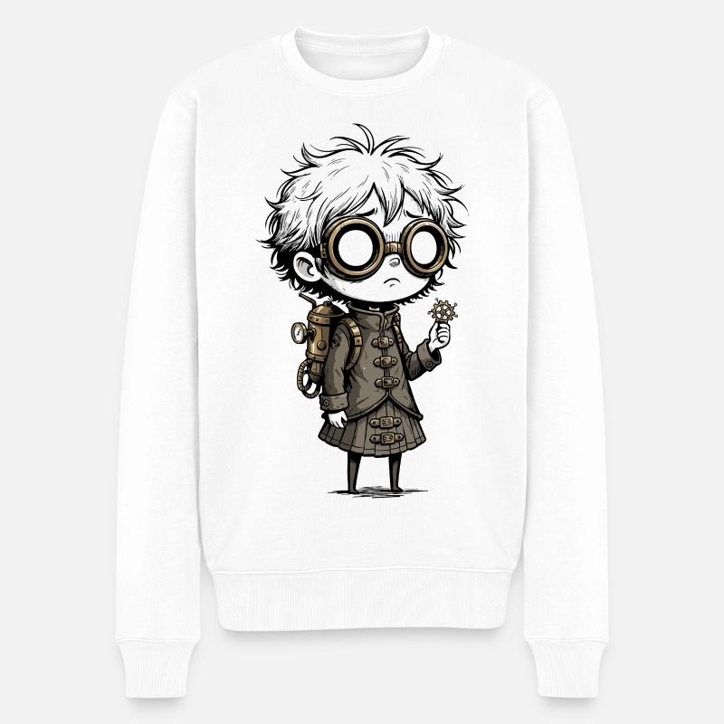 Kid Steampunk Glasses Cogs Manga - Männer Premium Bio Pullover - Weiß