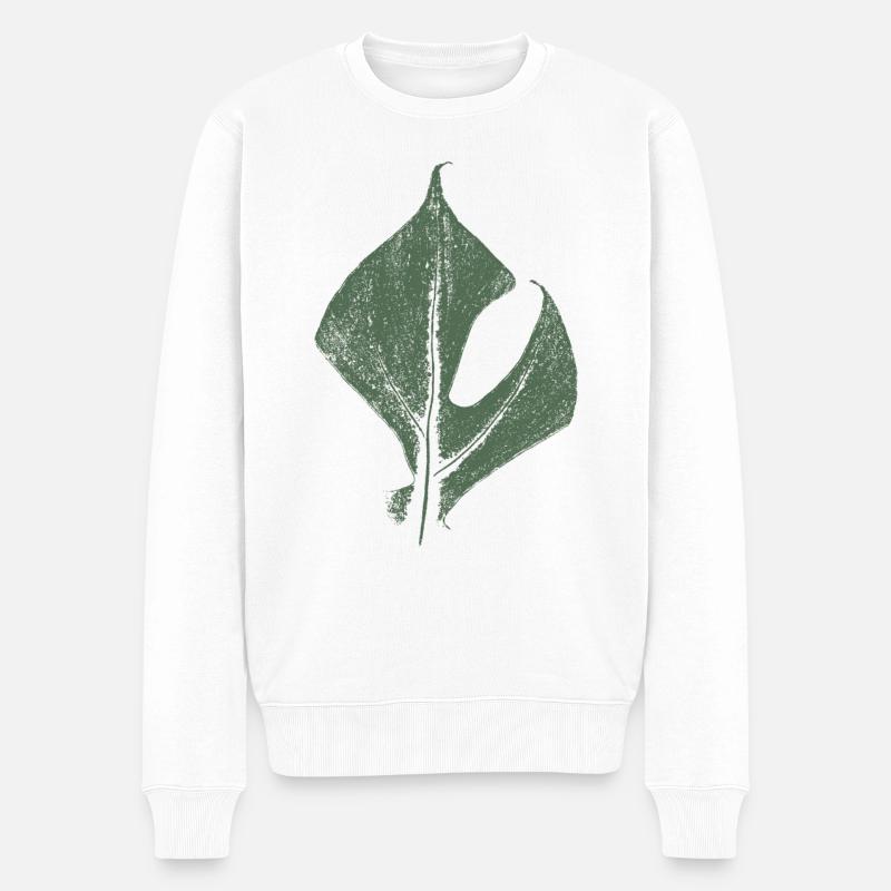 Monstrea (Rhaphidophora tetrasperma) Blatt - Männer Premium Bio Pullover - Weiß