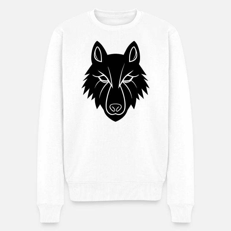 Wolf - Männer Premium Bio Pullover - Weiß