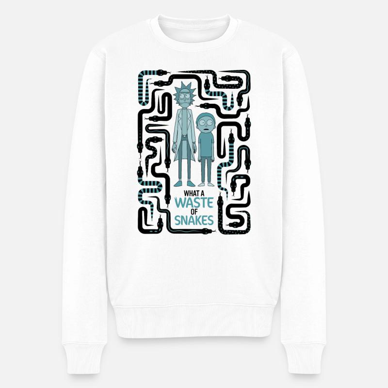 Rick & Morty Snake Labyrinth - Männer Premium Bio Pullover - Weiß