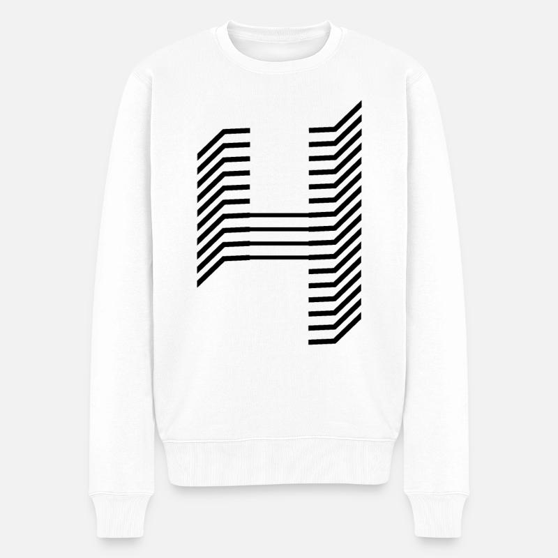 Eindeutige Zahl 4 - Männer Premium Bio Pullover - Weiß