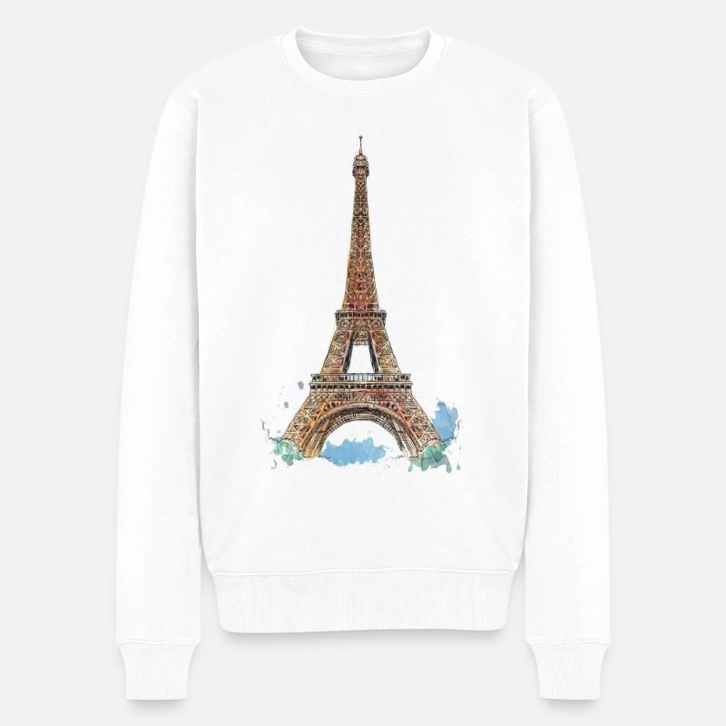Paris Eiffelturm Frankreich France Tour Eiffel - Männer Premium Bio Pullover - Weiß
