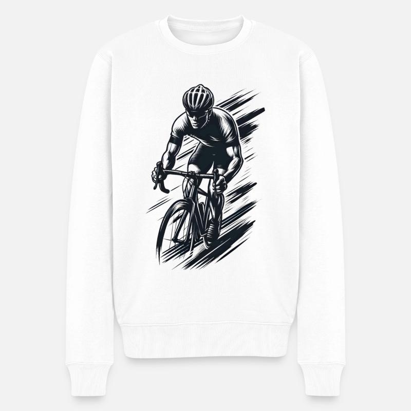 Radfahrer, Grafik - Männer Premium Bio Pullover - Weiß