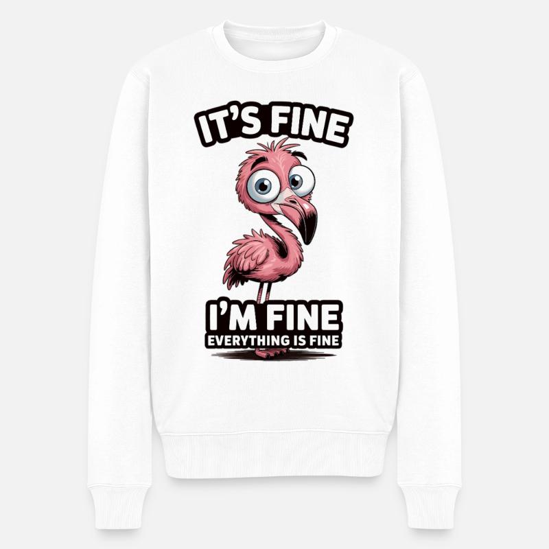 Flamingo : Je vais tout à fait bien - Pull Premium bio Homme - blanc