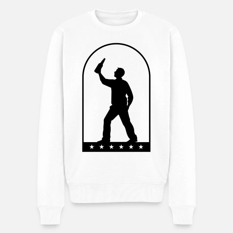 Trinken Flasche Bier - Männer Premium Bio Pullover - Weiß