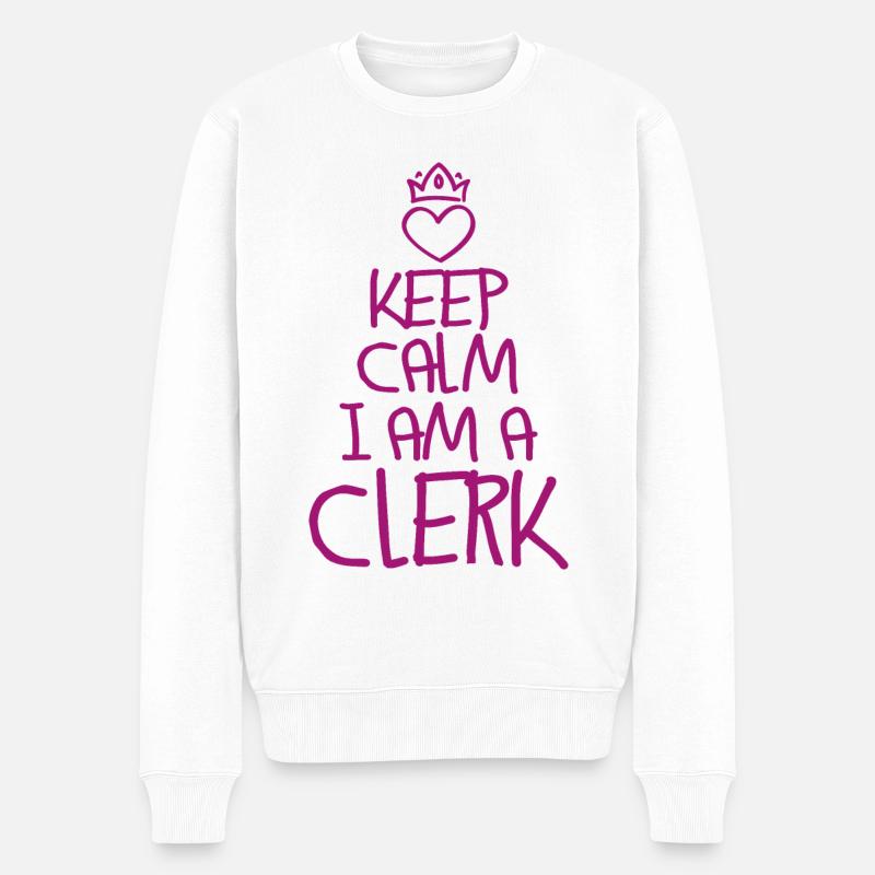 Restez calme Clerk - Pull Premium bio Homme - blanc