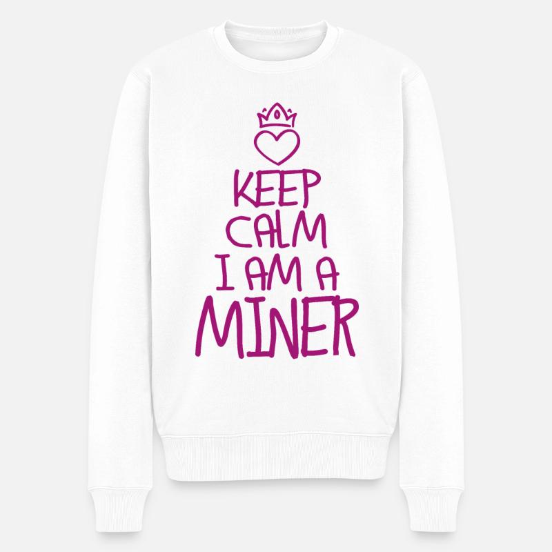 Keep Calm Bergwerkarbeiter - Männer Premium Bio Pullover - Weiß
