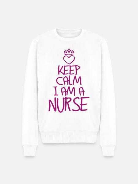 Keep Calm Krankenschwester - Männer Premium Bio Pullover - Weiß
