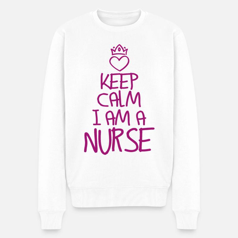 Keep Calm Krankenschwester - Männer Premium Bio Pullover - Weiß