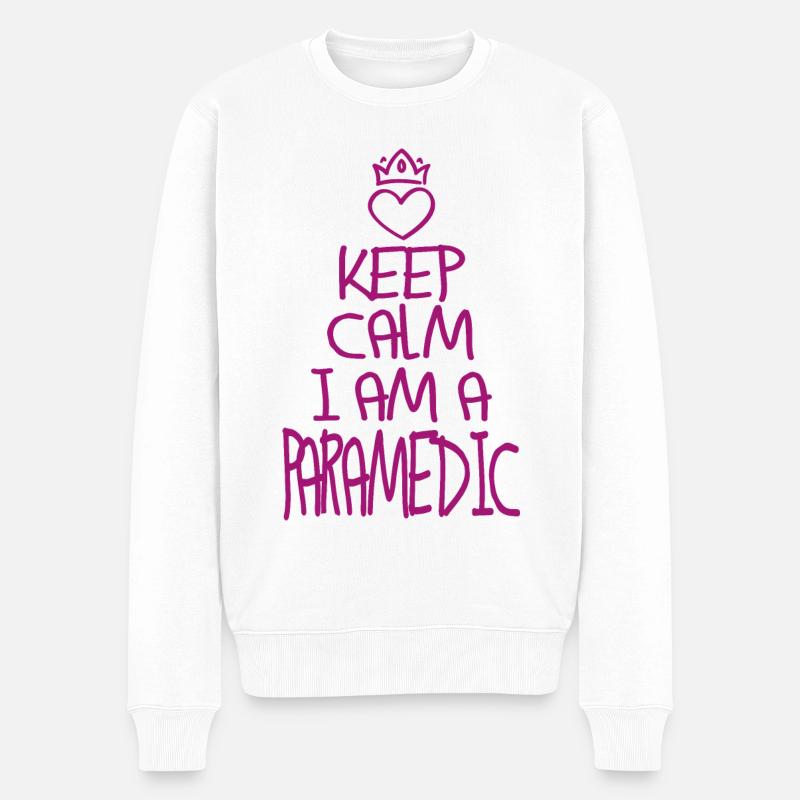 Keep Calm Sanitäter cool - Männer Premium Bio Pullover - Weiß