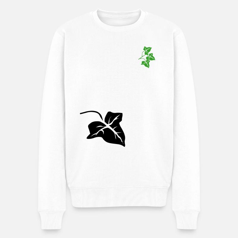 Efeu Blatt Leaf - Männer Premium Bio Pullover - Weiß