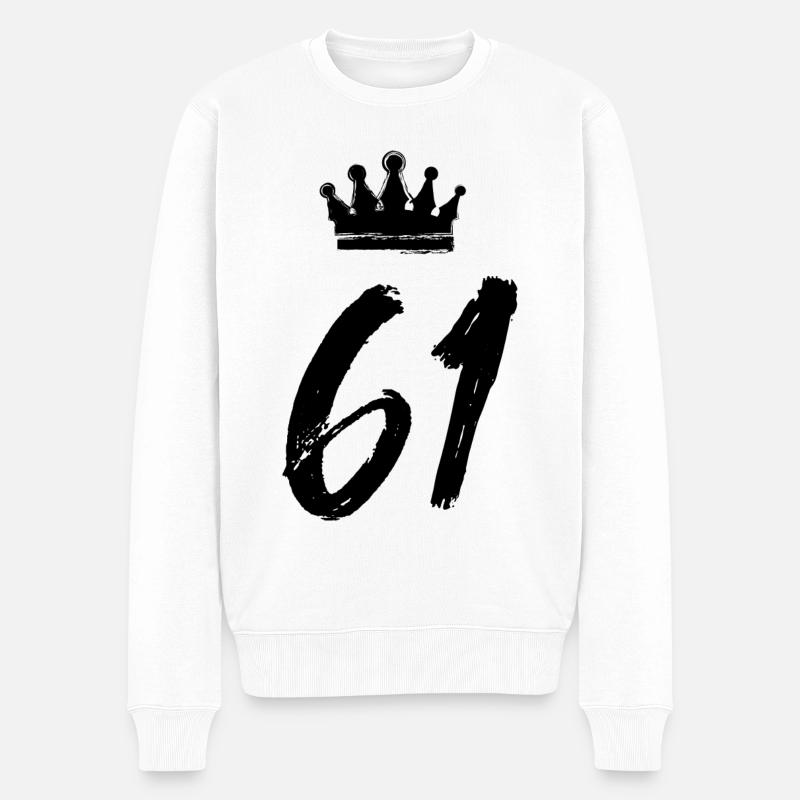 61 Couronne numérique - Pull Premium bio Homme - blanc