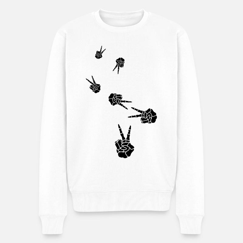 Hand frieden skelett - Männer Premium Bio Pullover - Weiß
