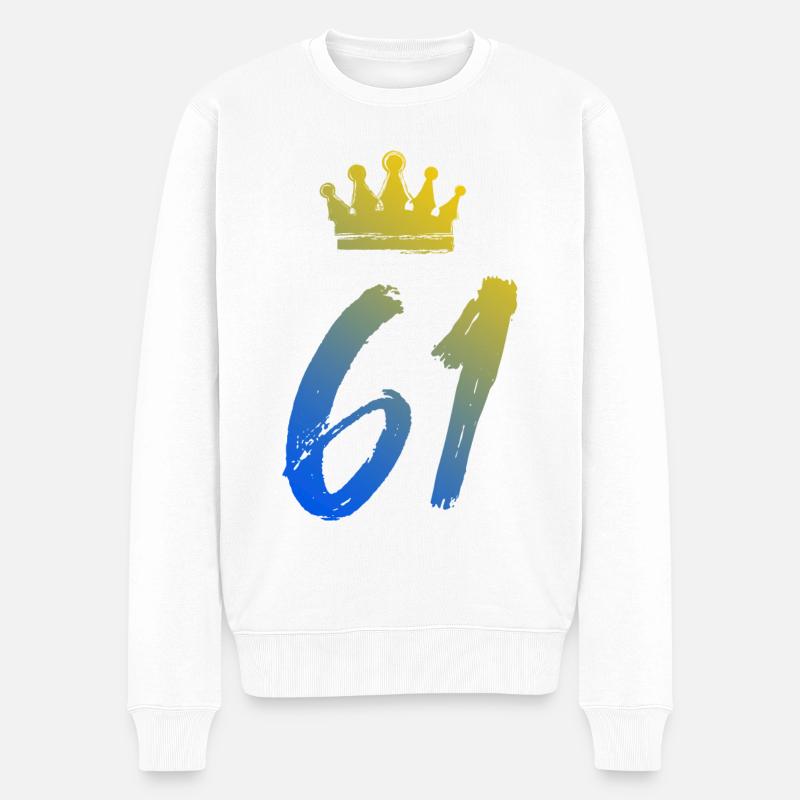 61 Couronne numérique - Pull Premium bio Homme - blanc