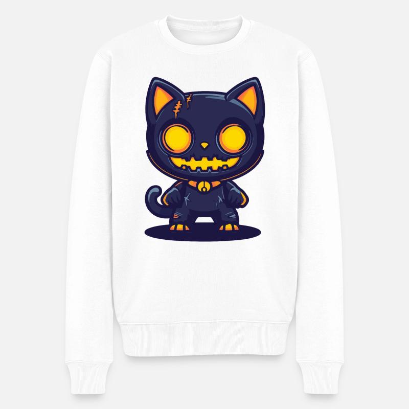 Chat Halloween Drôle - Pull Premium bio Homme - blanc