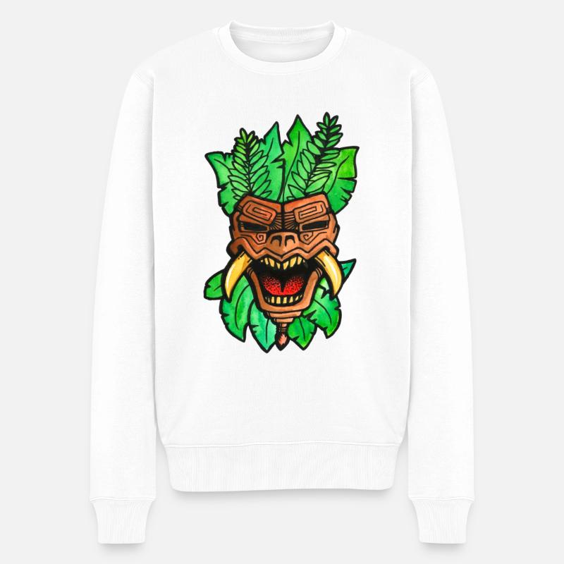 Inka-Maske - Männer Premium Bio Pullover - Weiß
