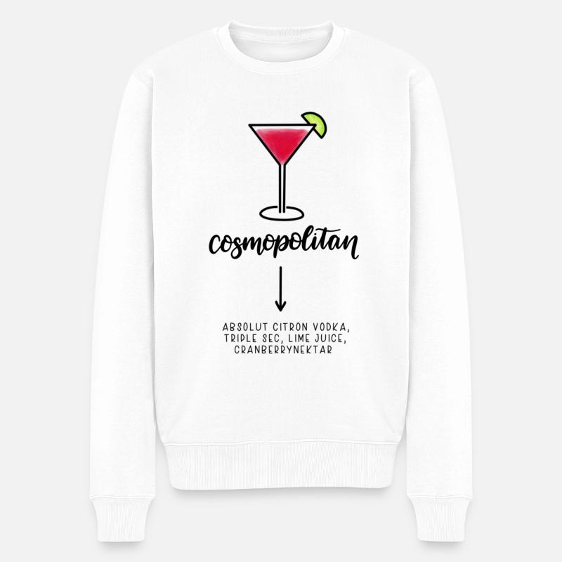 Cosmopolitan Cocktail Handlettering Geschenk Idee - Männer Premium Bio Pullover - Weiß