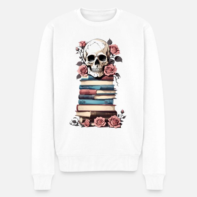 Bücherstapel - Männer Premium Bio Pullover - Weiß