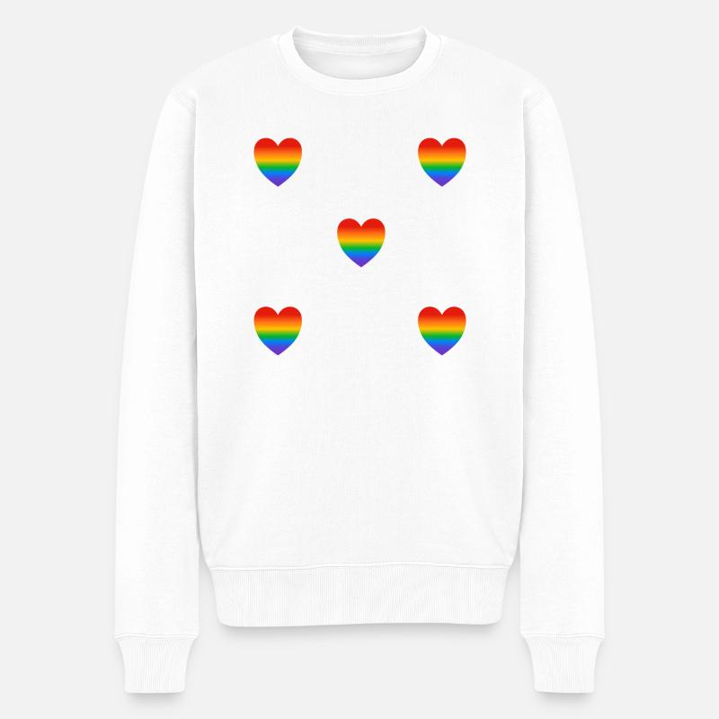 Coeurs arc-en-ciel - Pull Premium bio Homme - blanc