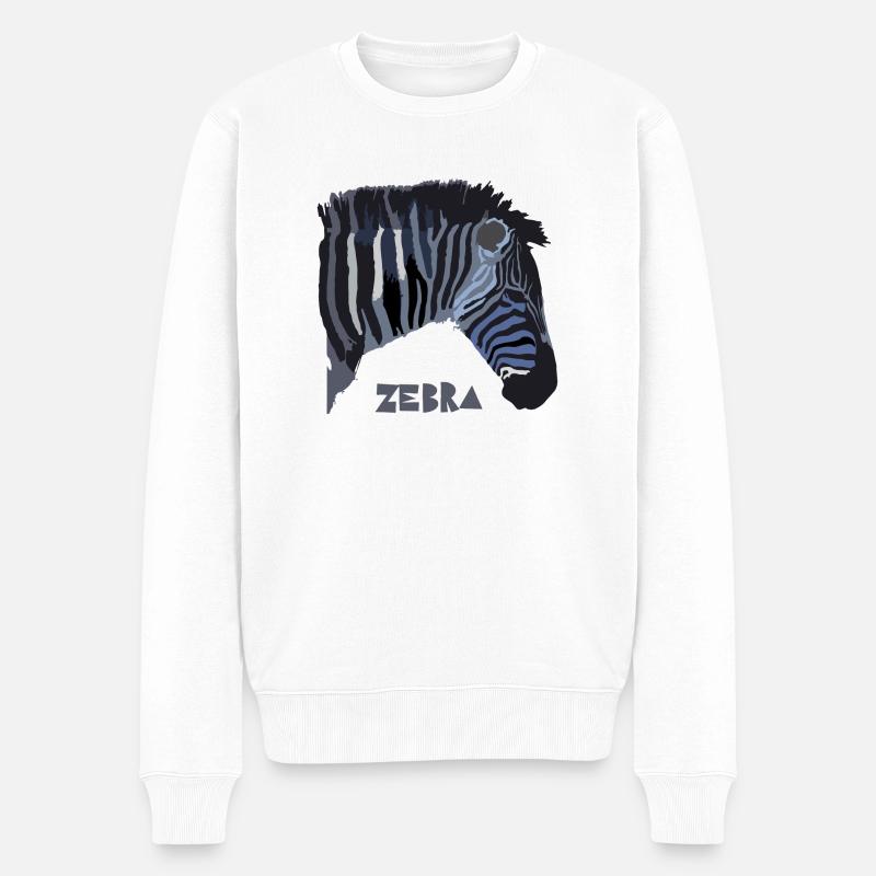 Zebra - Männer Premium Bio Pullover - Weiß
