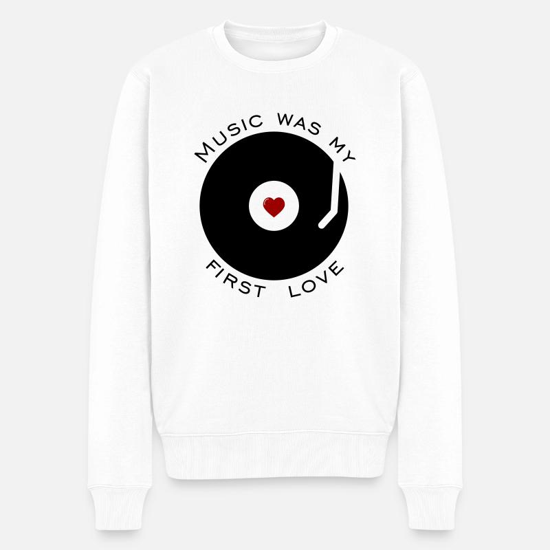 Music was my first love - Männer Premium Bio Pullover - Weiß