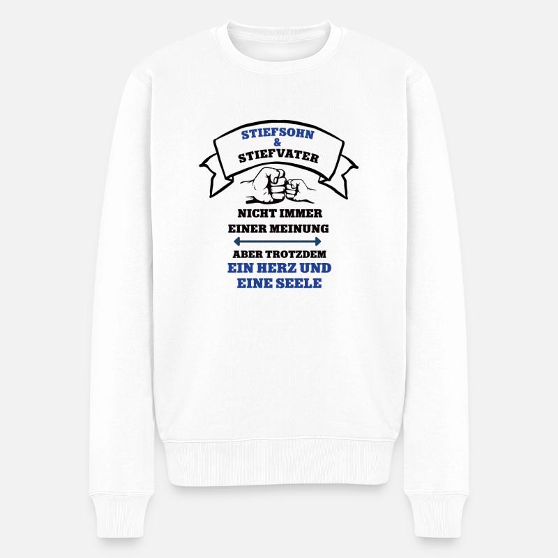 Stiefsohn und Stiefvater Team Papa Vater Sohn - Männer Premium Bio Pullover - Weiß