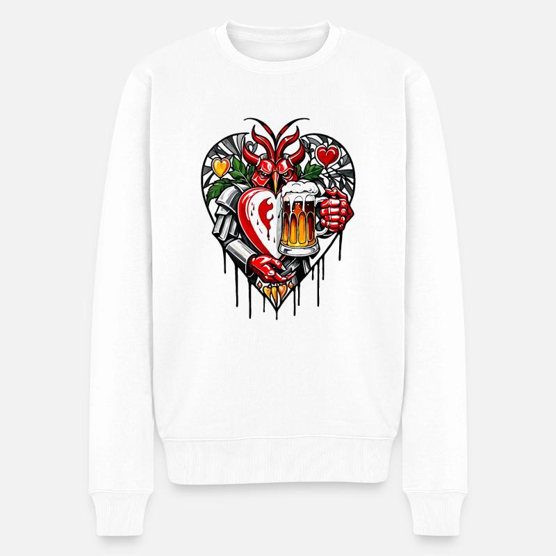Ich liebe Bier - Männer Premium Bio Pullover - Weiß