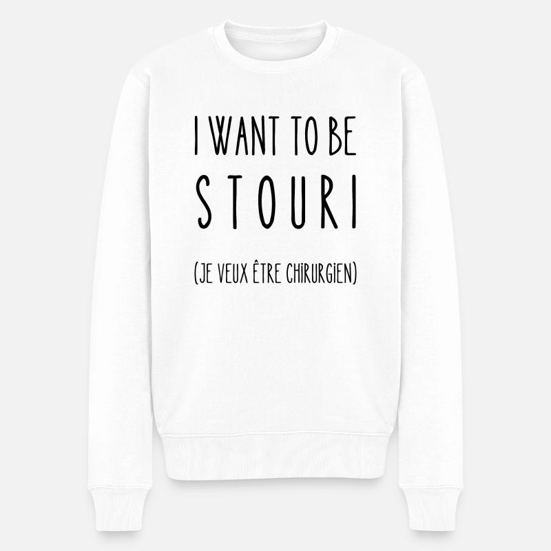 i want to be stouri - Pull Premium bio Homme - blanc