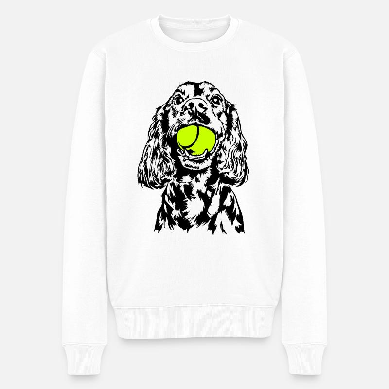 Cocker Spaniel Chien Chien Wilsigns - Pull Premium bio Homme - blanc