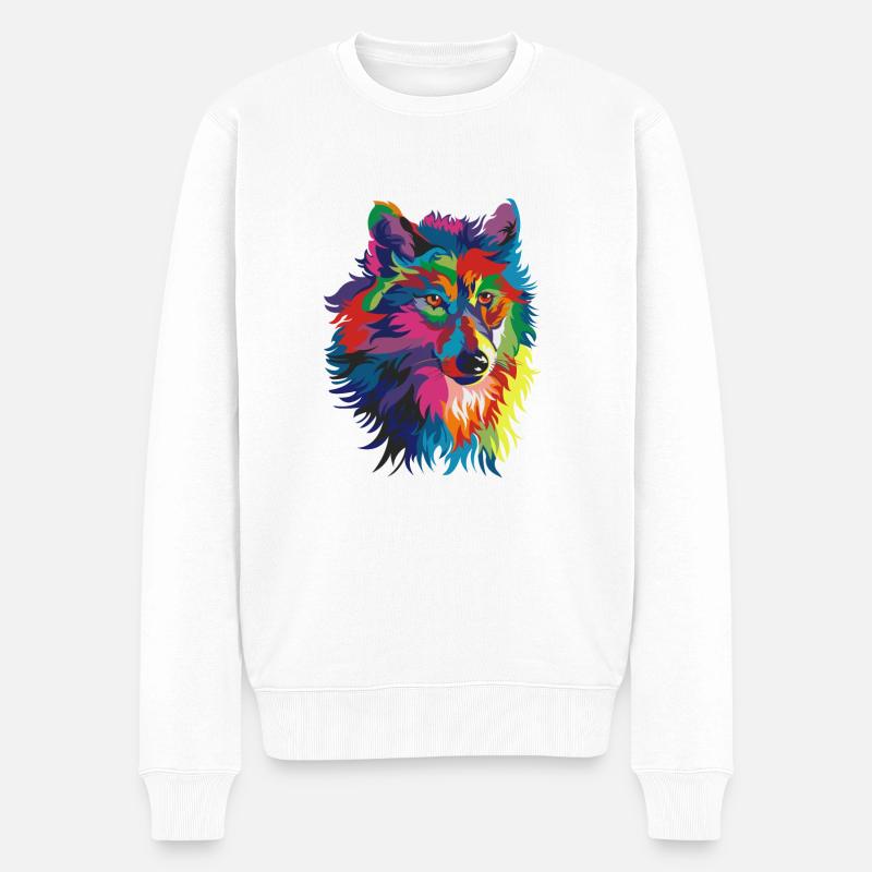 Loup coloré - Pull Premium bio Homme - blanc
