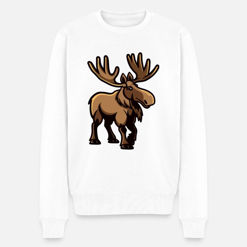 Moose Comic - Men's Premium Organic Jumper - white