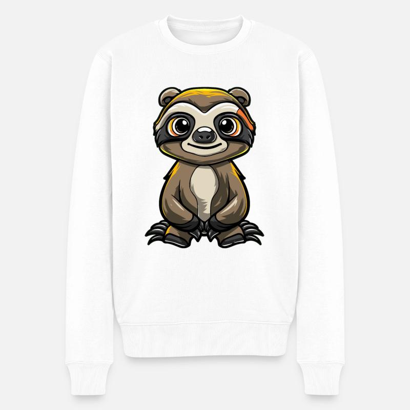 Faultier Comic - Männer Premium Bio Pullover - Weiß