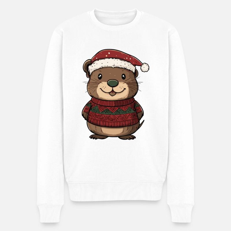 Beaver Christmas Comic - Men's Premium Organic Jumper - white