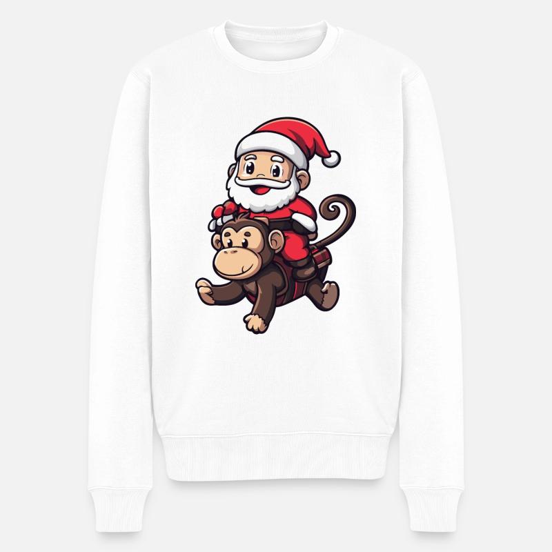 Singe Père Noël - Pull Premium bio Homme - blanc