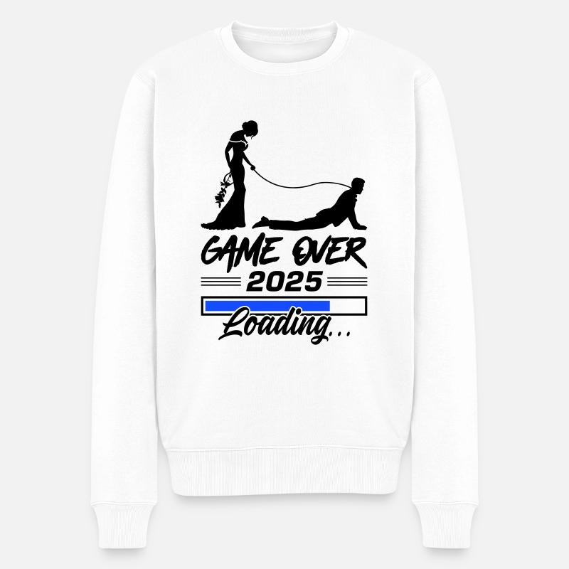 Hochzeit Loading 2025 Game Over - Männer Premium Bio Pullover - Weiß