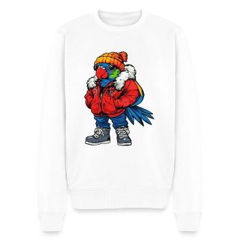 Papagai Lustig Winter - Männer Premium Bio Pullover - Weiß - Vorne - Thijin (182cm)