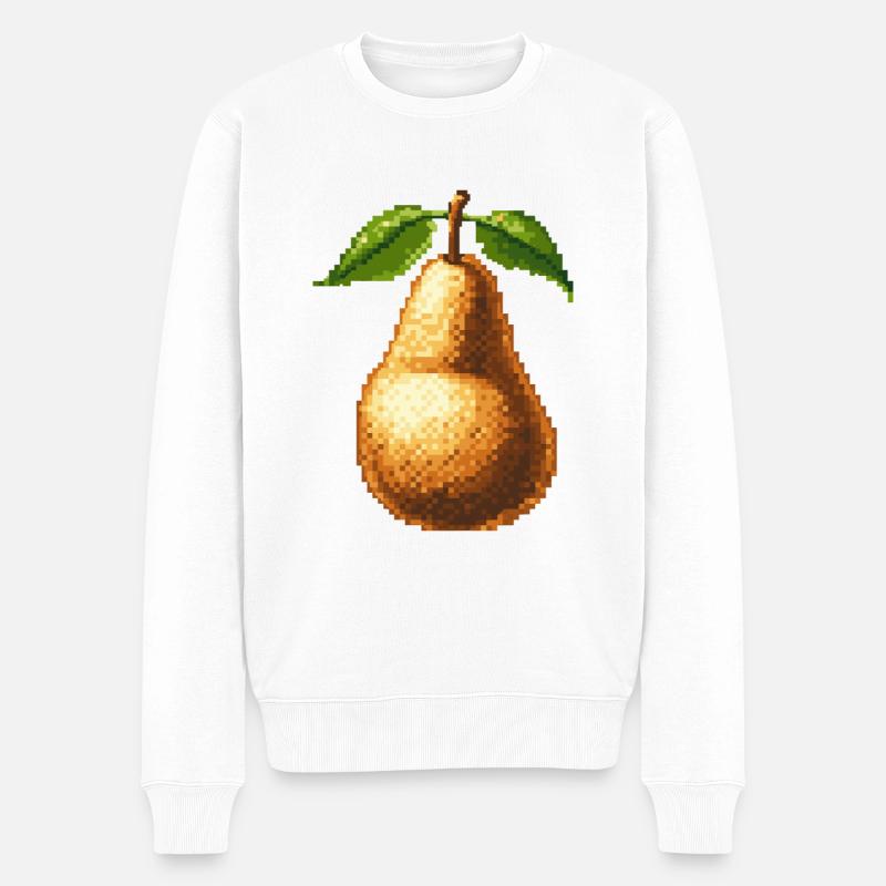 Birne Pixel Gamer - Männer Premium Bio Pullover - Weiß