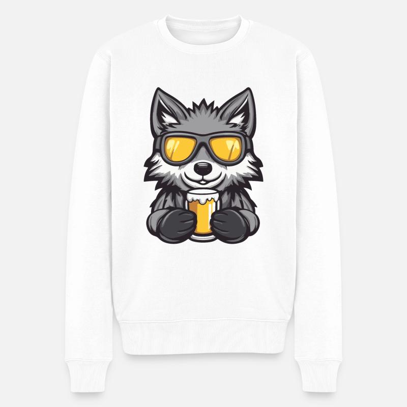 Wolf Ski Beer - Men's Premium Organic Jumper - white