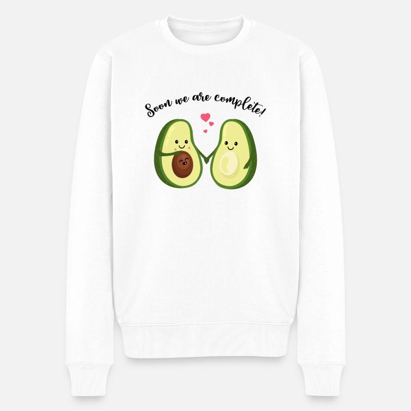 Soon we are complete! Avocado - Schwangerschaft - Männer Premium Bio Pullover - Weiß
